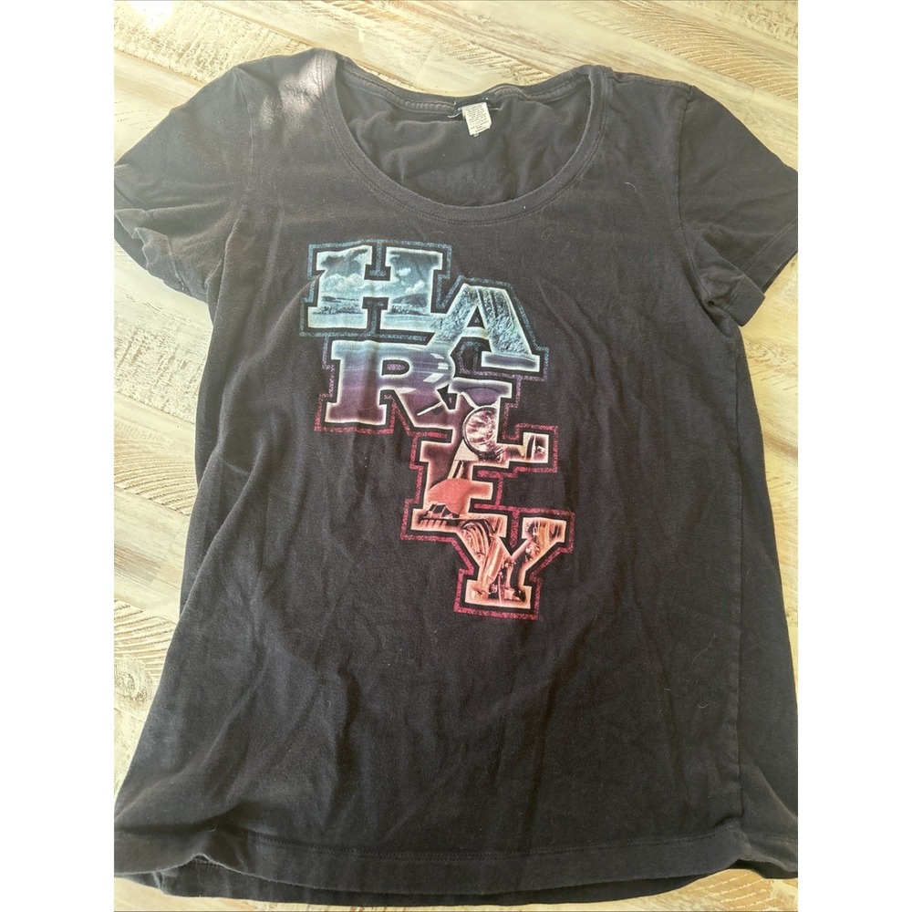 Harley Davidson Womens Black Baby Doll Tee Alamo City Texas Small